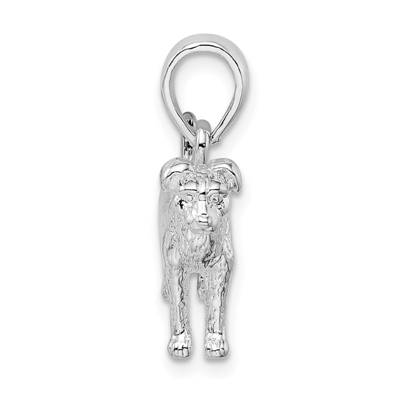 Sterling Silver Textured 3D Jack Russell Terrier Pendant - Picture 2 of 4